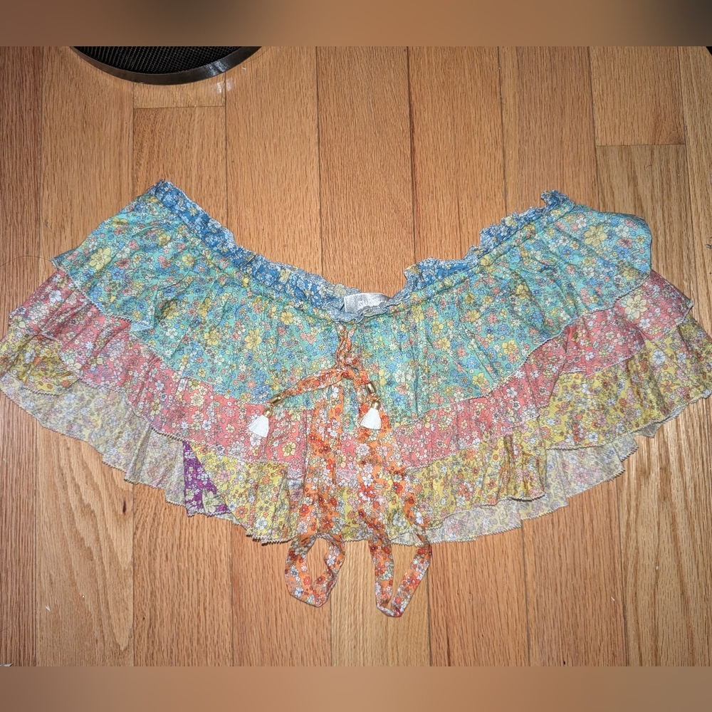 14. NWT ZIMMERMANN RESORT OFF THE SHOULDER CARNABY SPLICE FRILL CROP TOP - Picture 5 of 9